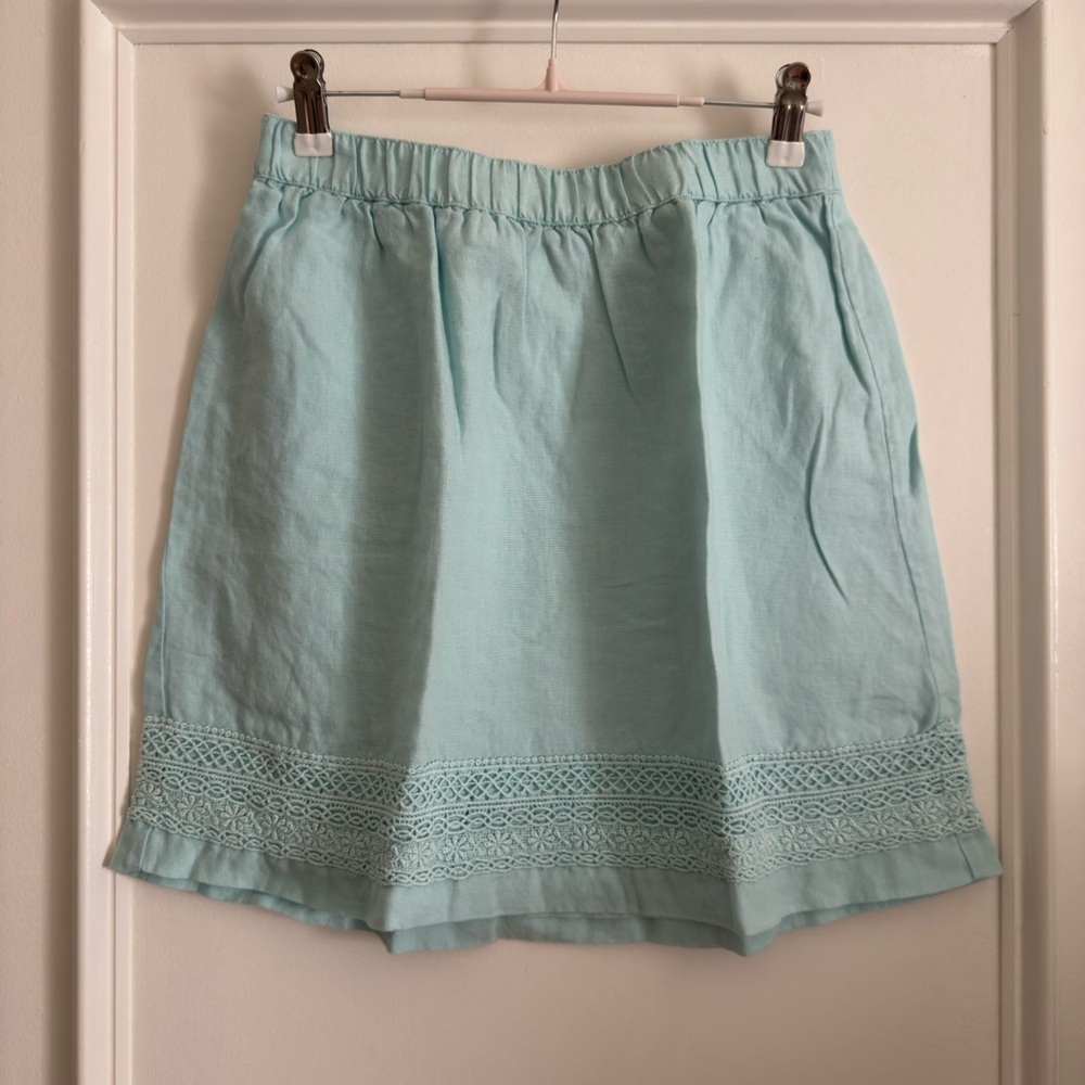 Light Blue Lace-Hem Women's Skirt